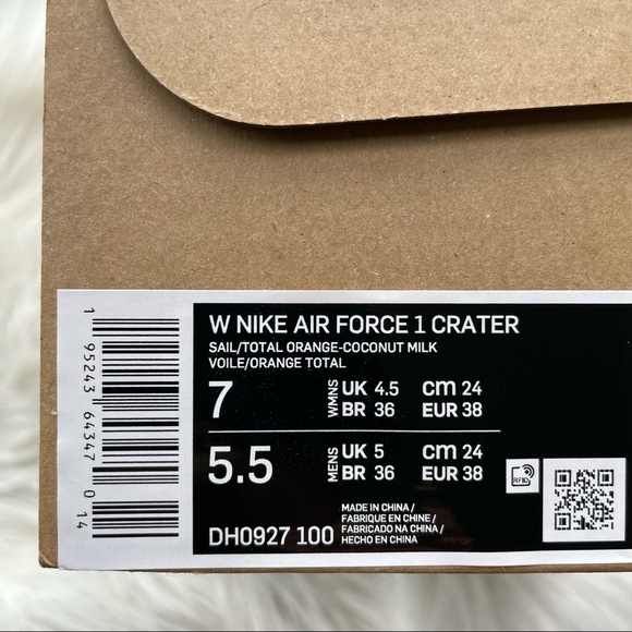 Nike Air Force 1 Crater Shoes Sneakers SAIL ORANGE COCONUT MILK VOLT - Picture 10 of 12